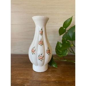 Floral Milk Glass Melon Hurricane Lamp Replacement Shade - Hand Painted Roses